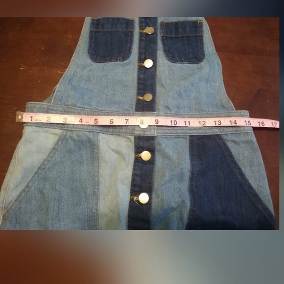 ASOS Denim Patchwork Mini Jumper Overall Dress Size 4 - Picture 14 of 15